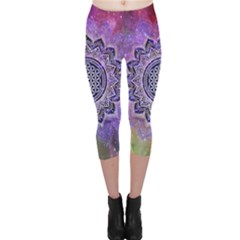 Flower Of Life Indian Ornaments Mandala Universe Capri Leggings  by EDDArt