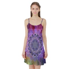 Flower Of Life Indian Ornaments Mandala Universe Satin Night Slip by EDDArt