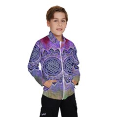 Flower Of Life Indian Ornaments Mandala Universe Wind Breaker (kids) by EDDArt