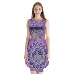 Flower Of Life Indian Ornaments Mandala Universe Sleeveless Chiffon Dress   by EDDArt