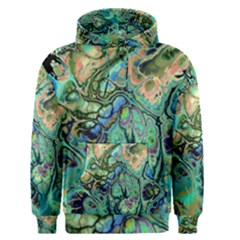 Fractal Batik Art Teal Turquoise Salmon Men s Pullover Hoodie by EDDArt