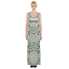 Green Snake Texture Maxi Thigh Split Dress