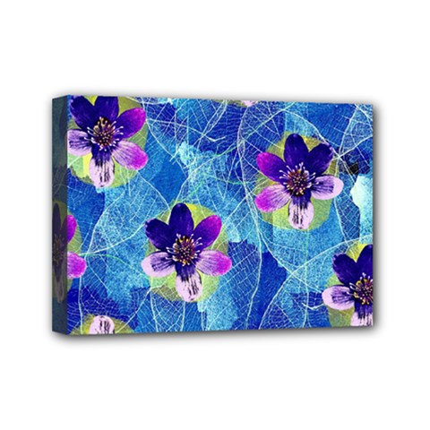 Purple Flowers Mini Canvas 7  x 5 