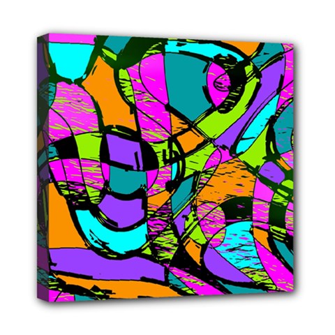 Abstract Sketch Art Squiggly Loops Multicolored Mini Canvas 8  X 8  by EDDArt