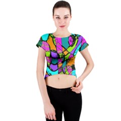 Abstract Sketch Art Squiggly Loops Multicolored Crew Neck Crop Top by EDDArt