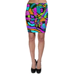 Abstract Sketch Art Squiggly Loops Multicolored Bodycon Skirt by EDDArt