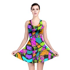 Abstract Sketch Art Squiggly Loops Multicolored Reversible Skater Dress by EDDArt