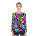 Abstract Sketch Art Squiggly Loops Multicolored Women s Long Sleeve Tee View1