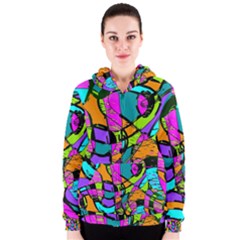 Abstract Sketch Art Squiggly Loops Multicolored Women s Zipper Hoodie by EDDArt