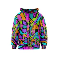 Abstract Sketch Art Squiggly Loops Multicolored Kids  Zipper Hoodie by EDDArt