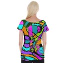 Abstract Sketch Art Squiggly Loops Multicolored Women s Cap Sleeve Top View2