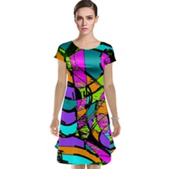 Abstract Sketch Art Squiggly Loops Multicolored Cap Sleeve Nightdress by EDDArt