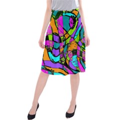 Abstract Sketch Art Squiggly Loops Multicolored Midi Beach Skirt by EDDArt