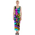 Abstract Sketch Art Squiggly Loops Multicolored Fitted Maxi Dress View1