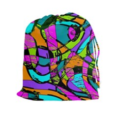 Abstract Sketch Art Squiggly Loops Multicolored Drawstring Pouches (xxl)