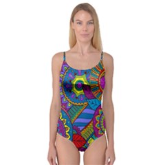 Pop Art Paisley Flowers Ornaments Multicolored Camisole Leotard  by EDDArt