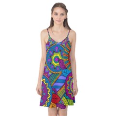 Pop Art Paisley Flowers Ornaments Multicolored Camis Nightgown by EDDArt