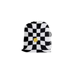 Dropout Yellow Black And White Distorted Check Drawstring Pouches (xs) 