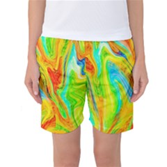 Happy Multicolor Painting Women s Basketball Shorts by designworld65