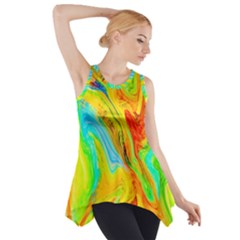 Happy Multicolor Painting Side Drop Tank Tunic by designworld65