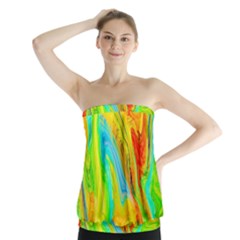 Happy Multicolor Painting Strapless Top by designworld65