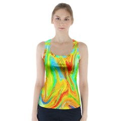 Happy Multicolor Painting Racer Back Sports Top