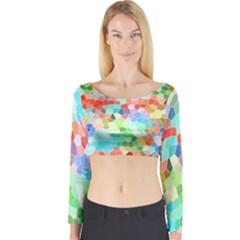 Colorful Mosaic  Long Sleeve Crop Top by designworld65