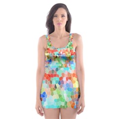 Colorful Mosaic  Skater Dress Swimsuit