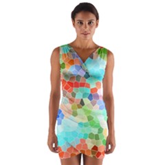 Colorful Mosaic  Wrap Front Bodycon Dress