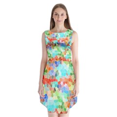 Colorful Mosaic  Sleeveless Chiffon Dress  