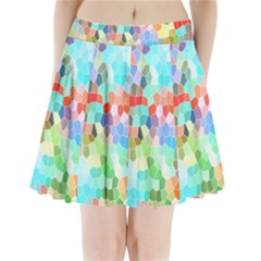 Colorful Mosaic  Pleated Mini Skirt