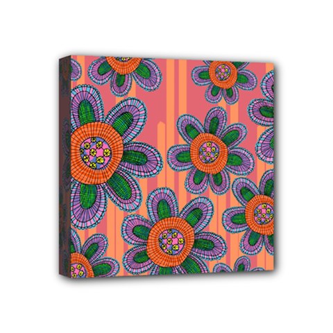 Colorful Floral Dream Mini Canvas 4  X 4  by DanaeStudio