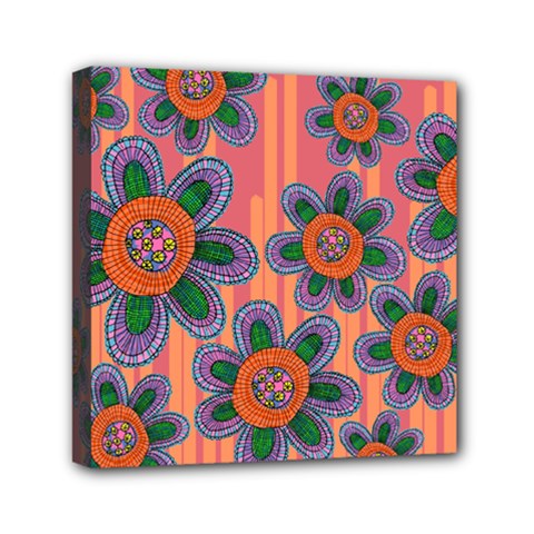 Colorful Floral Dream Mini Canvas 6  X 6  by DanaeStudio