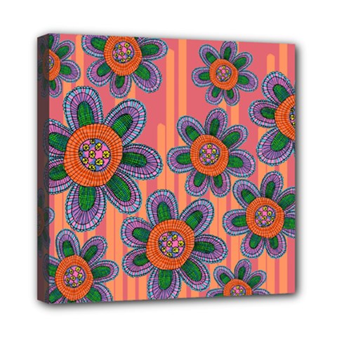 Colorful Floral Dream Mini Canvas 8  X 8  by DanaeStudio