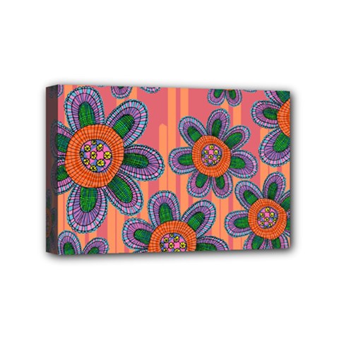 Colorful Floral Dream Mini Canvas 6  X 4  by DanaeStudio