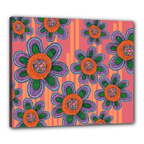 Colorful Floral Dream Canvas 24  X 20  by DanaeStudio