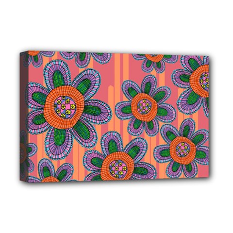 Colorful Floral Dream Deluxe Canvas 18  X 12   by DanaeStudio