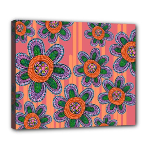 Colorful Floral Dream Deluxe Canvas 24  X 20   by DanaeStudio