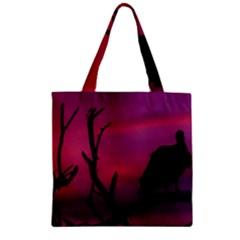 Vultures At Top Of Tree Silhouette Illustration Zipper Grocery Tote Bag by dflcprints