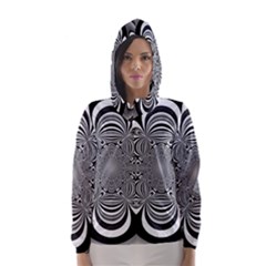 Black And White Ornamental Flower Hooded Wind Breaker (women) by designworld65