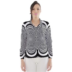 Black And White Ornamental Flower Wind Breaker (women) by designworld65