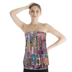 Ornamental Mosaic Background Strapless Top