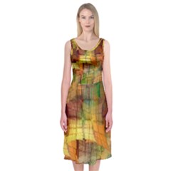 Indian Summer Funny Check Midi Sleeveless Dress by designworld65