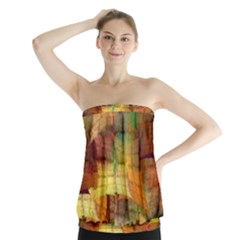 Indian Summer Funny Check Strapless Top