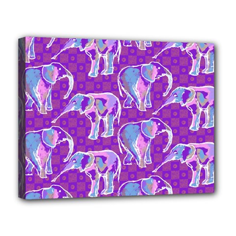 Cute Violet Elephants Pattern Canvas 14  X 11  by DanaeStudio