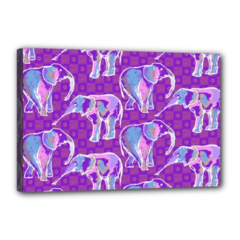 Cute Violet Elephants Pattern Canvas 18  X 12  by DanaeStudio