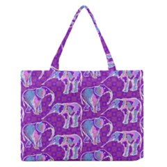 Cute Violet Elephants Pattern Medium Zipper Tote Bag