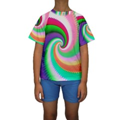 Colorful Spiral Dragon Scales   Kids  Short Sleeve Swimwear by designworld65