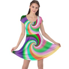 Colorful Spiral Dragon Scales   Cap Sleeve Dresses by designworld65