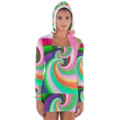 Colorful Spiral Dragon Scales   Women s Long Sleeve Hooded T-shirt